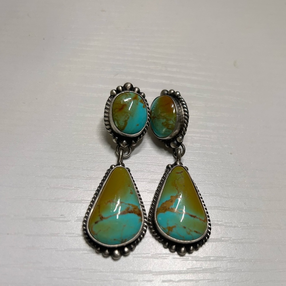 Genuine turquoise and sterling earrings
